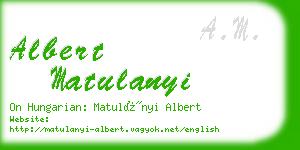 albert matulanyi business card